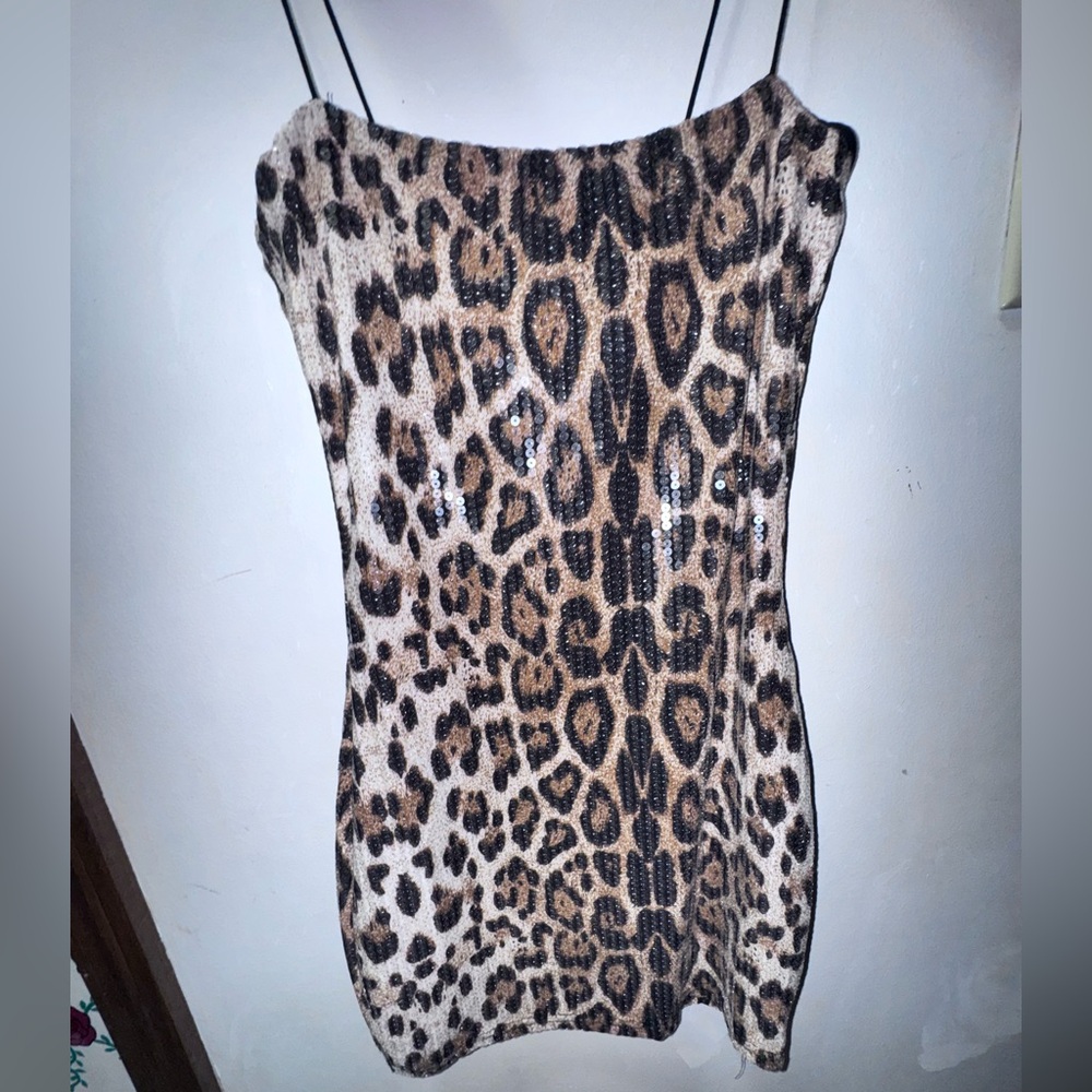 Hoco Leopard Print sequin dress